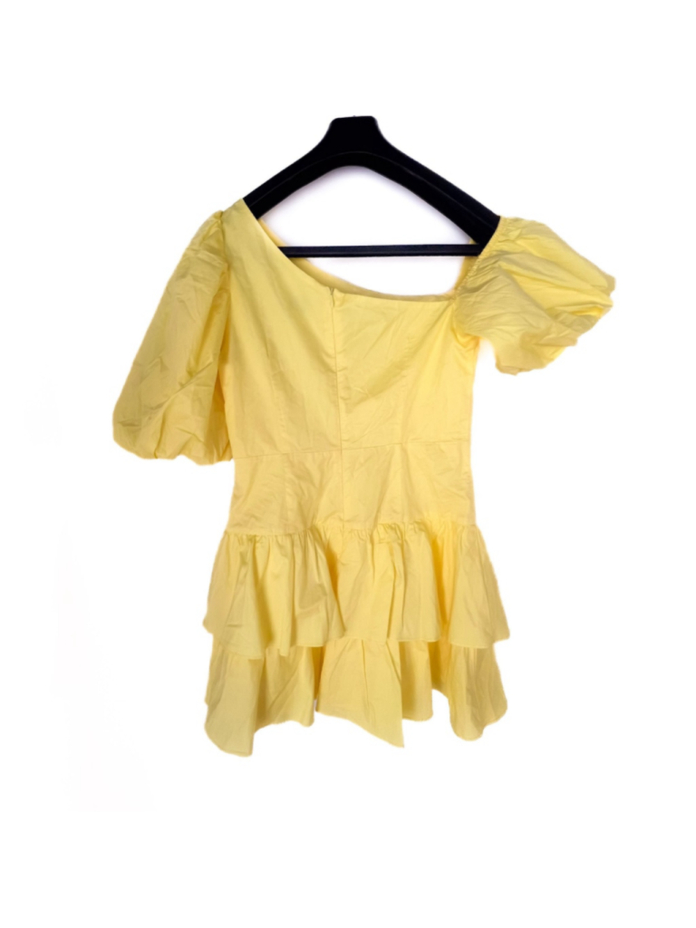 HelloMolly Dress Sz M Yellow Puff Sleeve Tiered Ruffle Mini Cottagecore Babydoll - Picture 6 of 13